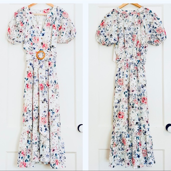 NWT Anthropologie Floral Eyelet MIDI Dress - Picture 3 of 11